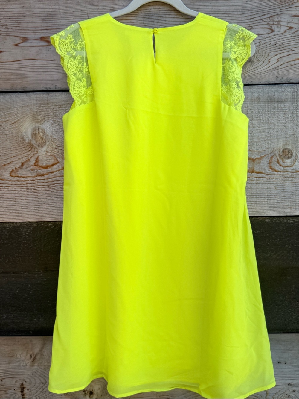 NWT Neon Yellow Dress with Lace Sleeve - Picture 3 of 3